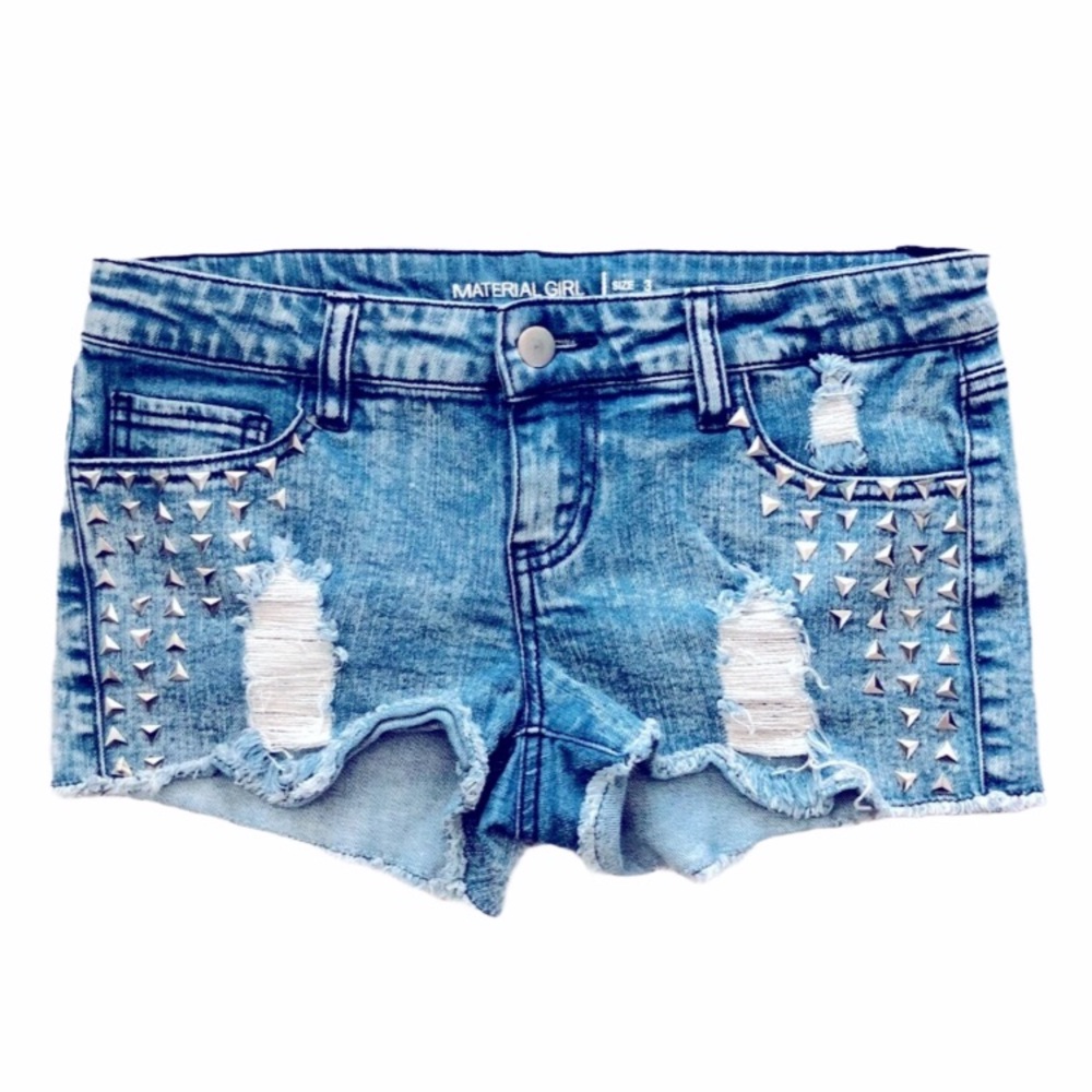 🔴Acid wash studded shorts